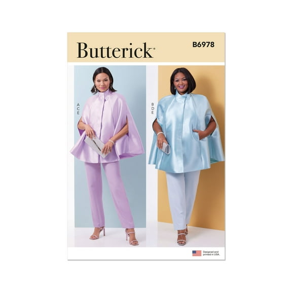 Butterick Sewing Pattern 6978 - Misses' and Women's Cape, Top and Pants, Size: BB (20W-22W-24W-26W-28W)