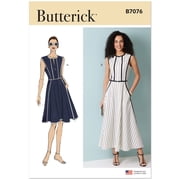 Butterick Sewing Pattern 7076 - Misses and Womens Fit and Flare Dress in Two Lengths, Size AA10-18