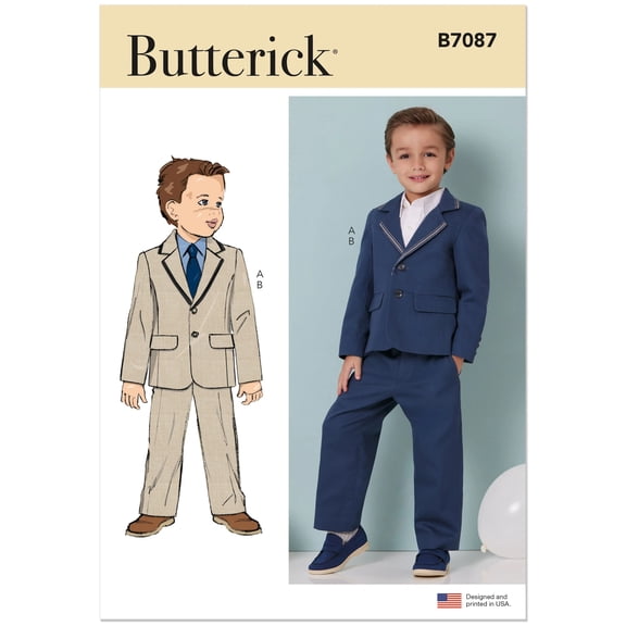 Butterick Sewing Pattern 7087 - Boys' Blazer and Pants, Size: A(3-8)