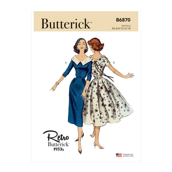 Butterick Sewing Pattern B6870 - Misses' Dress and Belt, Size: E5 (14-16-18-20-22)
