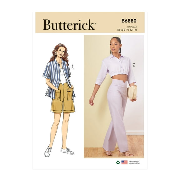 Butterick Sewing Pattern B6880 - Misses' Shirts, Pants and Shorts , Size: F5 (16-18-20-22-24)