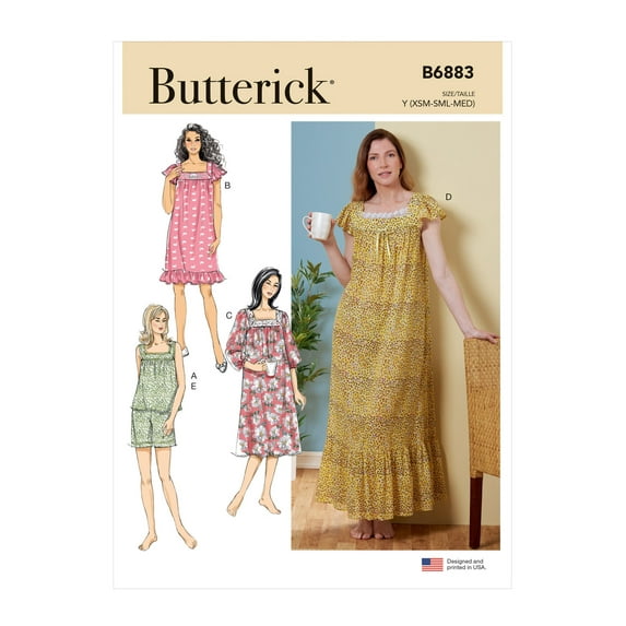 Butterick Sewing Pattern B6883 - Misses' Top, Nightgowns and Shorts, Size: ZZ (L-XL-XXL)