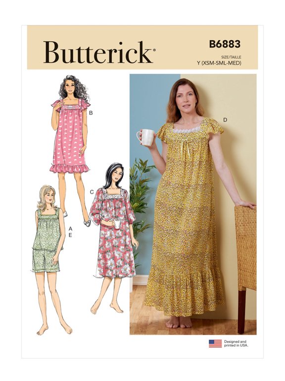 Sewing Pattern B6883 - Misses' Top, Nightgowns and Shorts, Size: ZZ (L-XL-XXL)