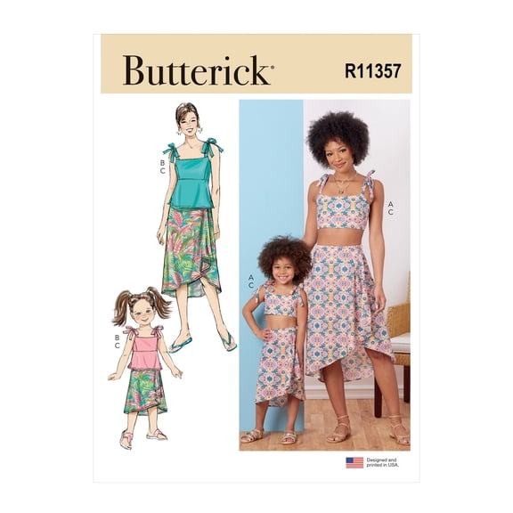 Butterick Sewing Pattern R11357 - Children's and Misses' Tops and Skirt, Size: A (3-8 / S-M-L-XL)