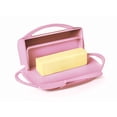 thumbnail image 1 of Butterie Flip-Top Butter Dish with Lid & Matching Knife, Holds 2 Sticks/Kerrygold Butter, No-Mess Butter Holder, Shatterproof, Dishwasher Safe (Pink), 1 of 3