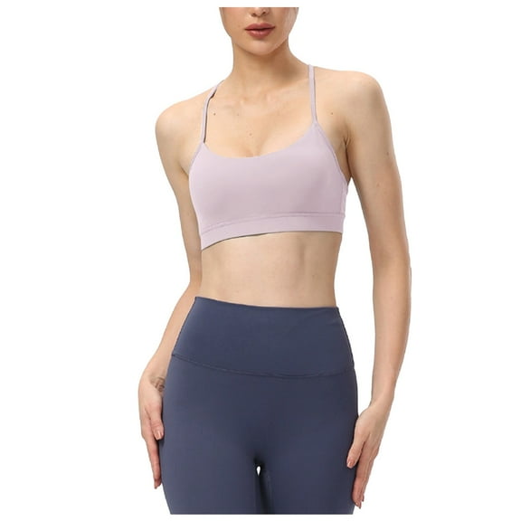 Butterluxe Women's Y Back Sports Bra Padded Racerback Low Workout Yoga Top Thin Strap Support Activewear