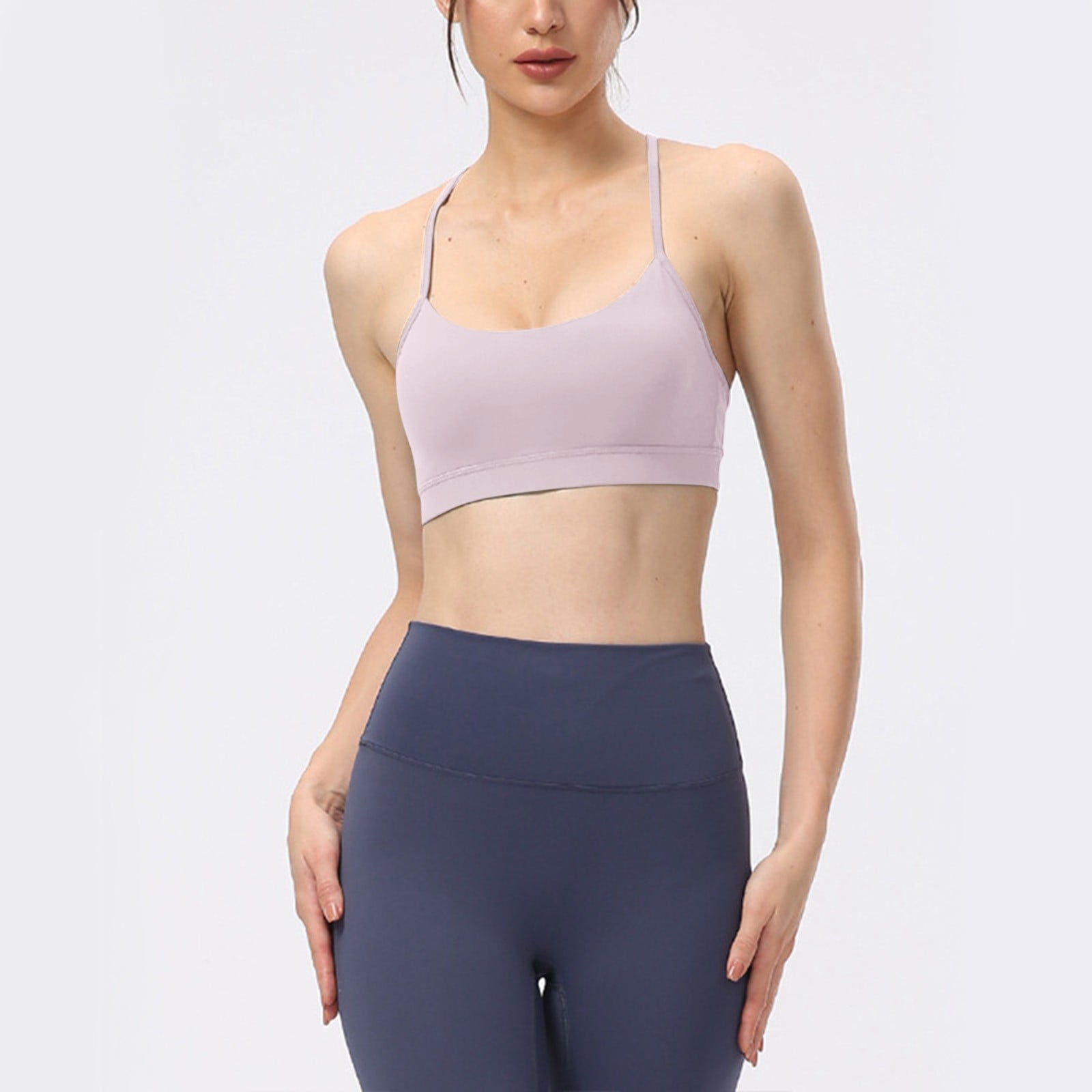 Butterluxe Womens Y Back Sports Bra Padded Racerback Low Impact Spaghetti Thin Strap Workout