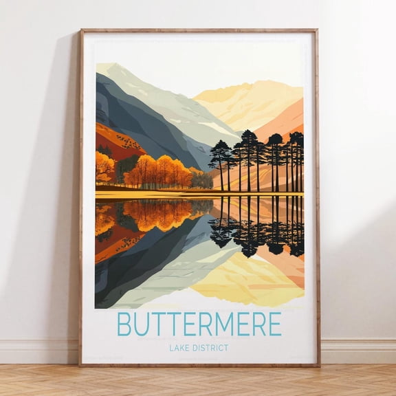 Buttermere Lake District Mountain Valley Print, Unframed Canvas Size 8x12