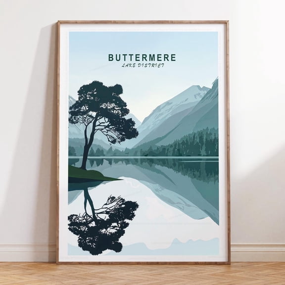 Buttermere Lake District Nature Landscape Wall Art, Unframed Paper Print Size 8x12