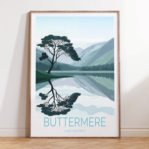 Buttermere Lake District Rural Nature Print, Unframed Paper Print Size 8x12