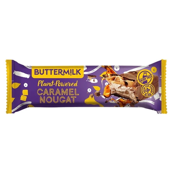 Buttermilk Plant-Based Choccy Bar - Caramel Nougat 50g, Imported from Britain