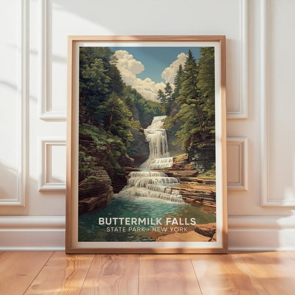 Buttermilk Falls State Park Travel City Map Poster