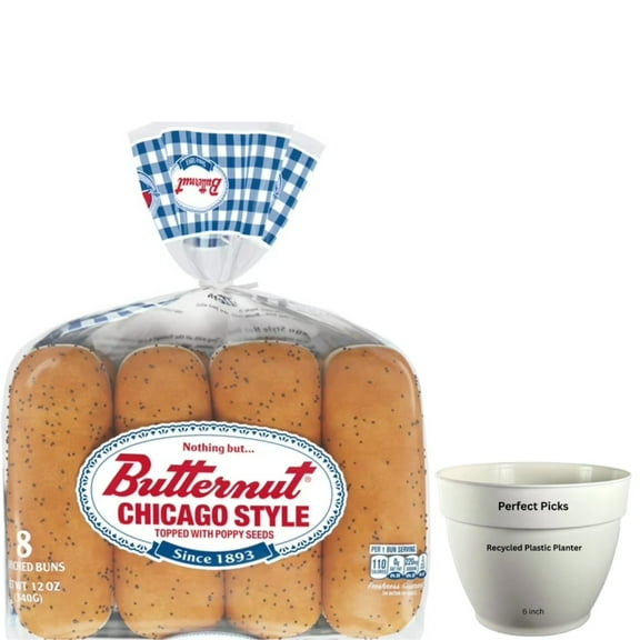 Butternut Chicago Style Buns, 12 oz, 8 Count, Includes 1 Plastic Planter