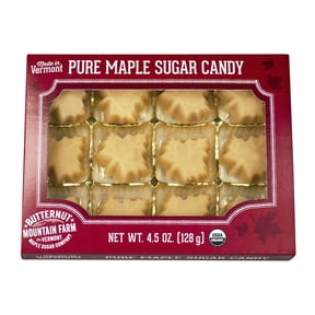 Butternut Mountain Farm 100% Pure Organic Maple Sugar Candy From Vermont, All Natural, 12 Leaf Candies, 4.5 oz Box