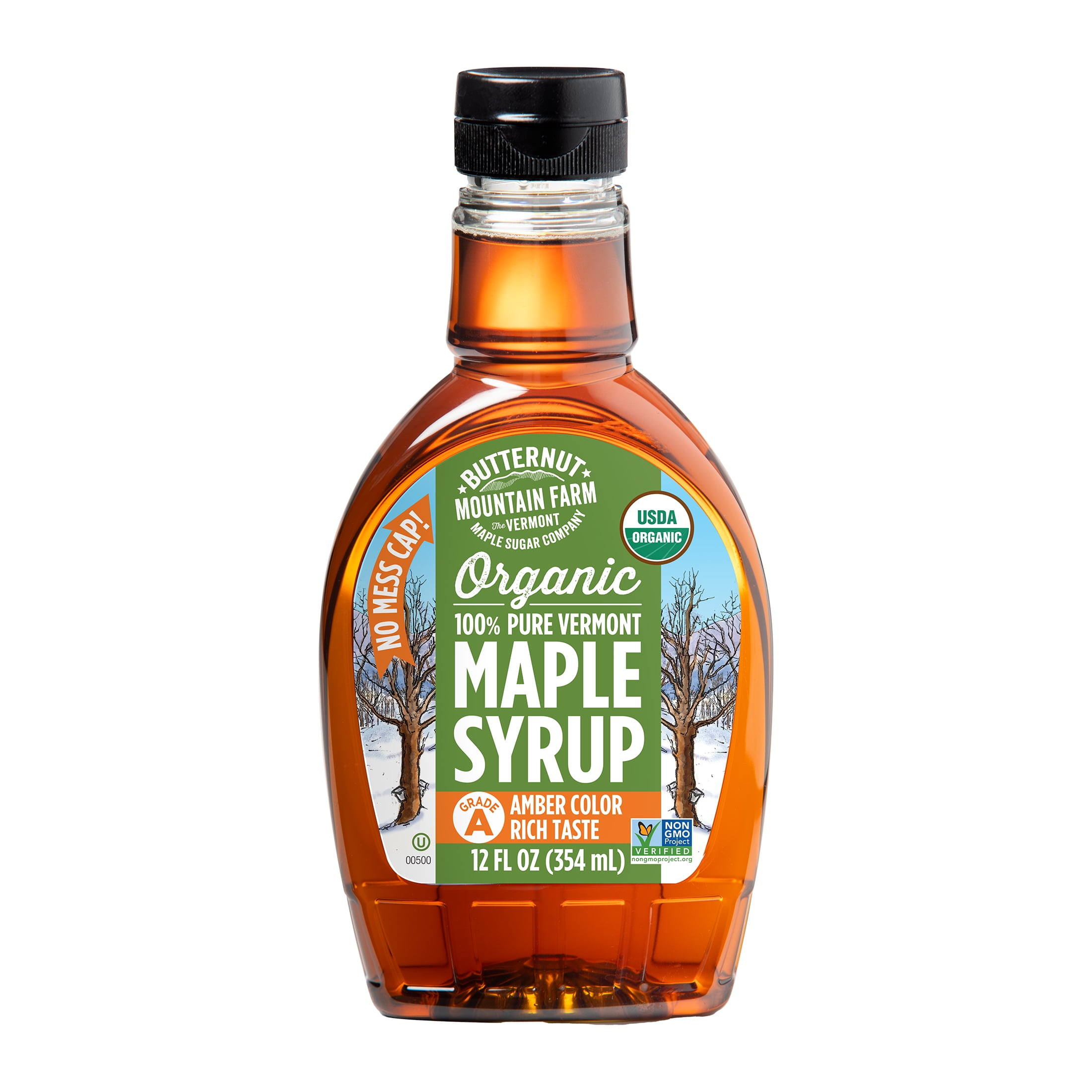 Butternut Mountain Farm Organic Pure Maple Syrup Grade A, Amber Rich PET Bottle, Kosher, Vegan, Gluten-Free