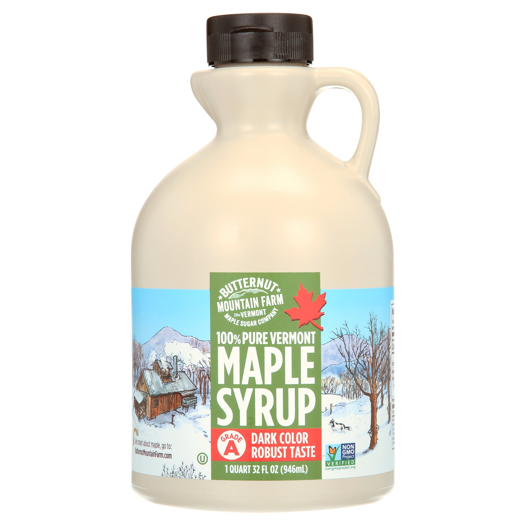 Butternut Mountain Farm Vermont Maple Syrup, Dark Color & Robust Taste, 100% Pure, 32 fl oz, Allergen-Free