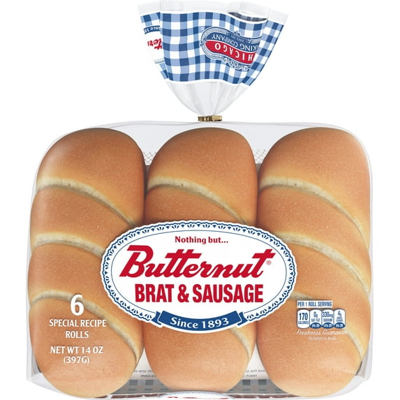 Butternut White Brat & Sausage Rolls, 14 oz, 6 Count