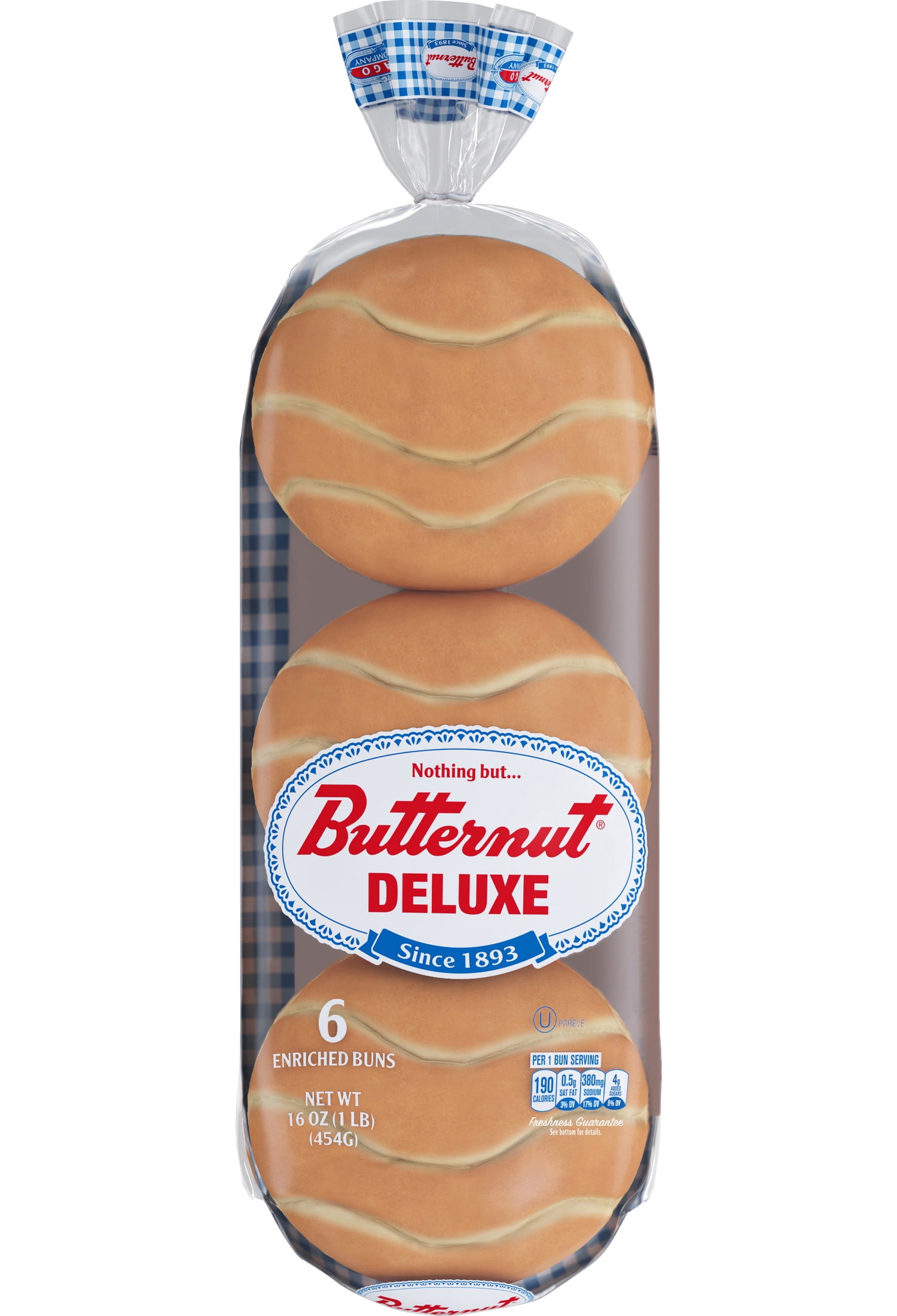 Butternut White Deluxe Buns, 16 oz, 6 Count