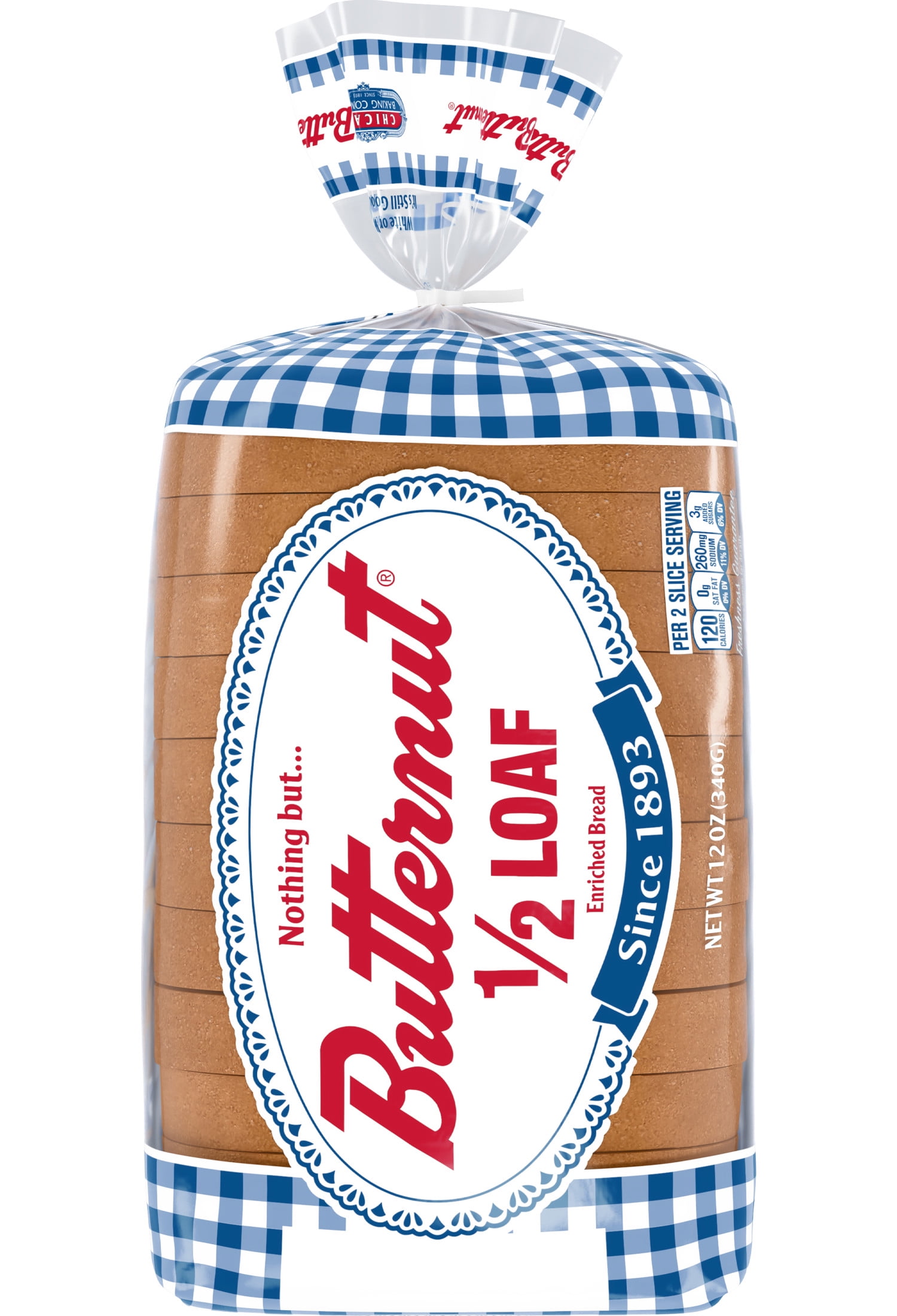 Butter-Nut White Half Loaf Bread 12 oz, Soft, Delicious
