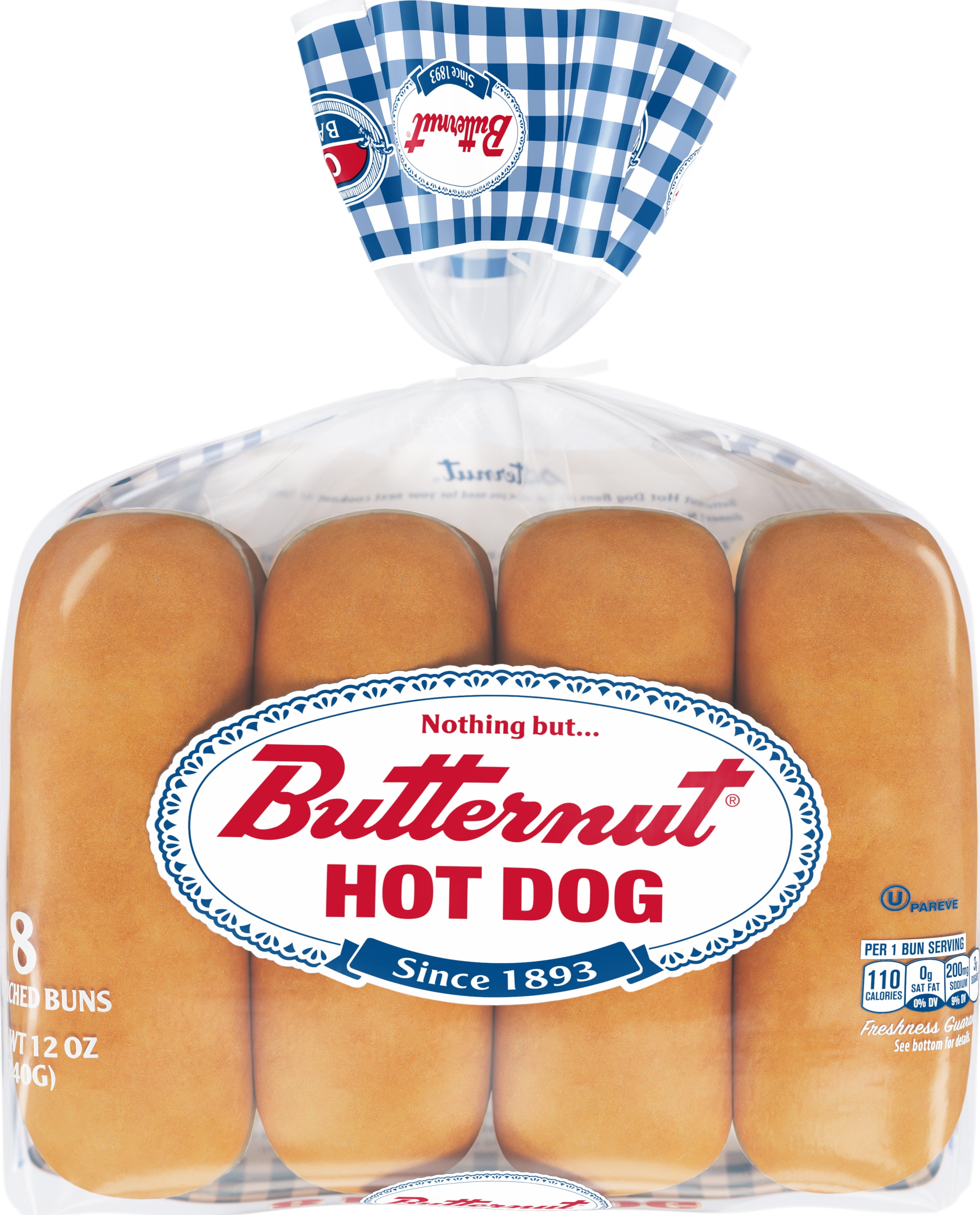 Butternut White Hot Dog Buns, 12 oz, 8 Count