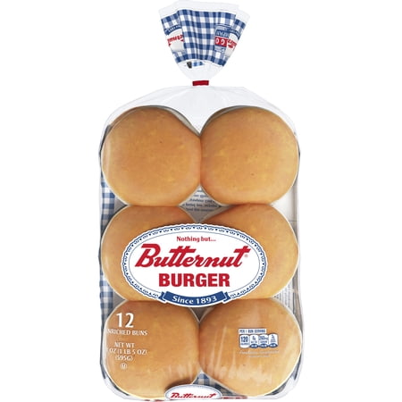 Butternut White Restaurant Style Burger Buns, 21 oz, 12 Count