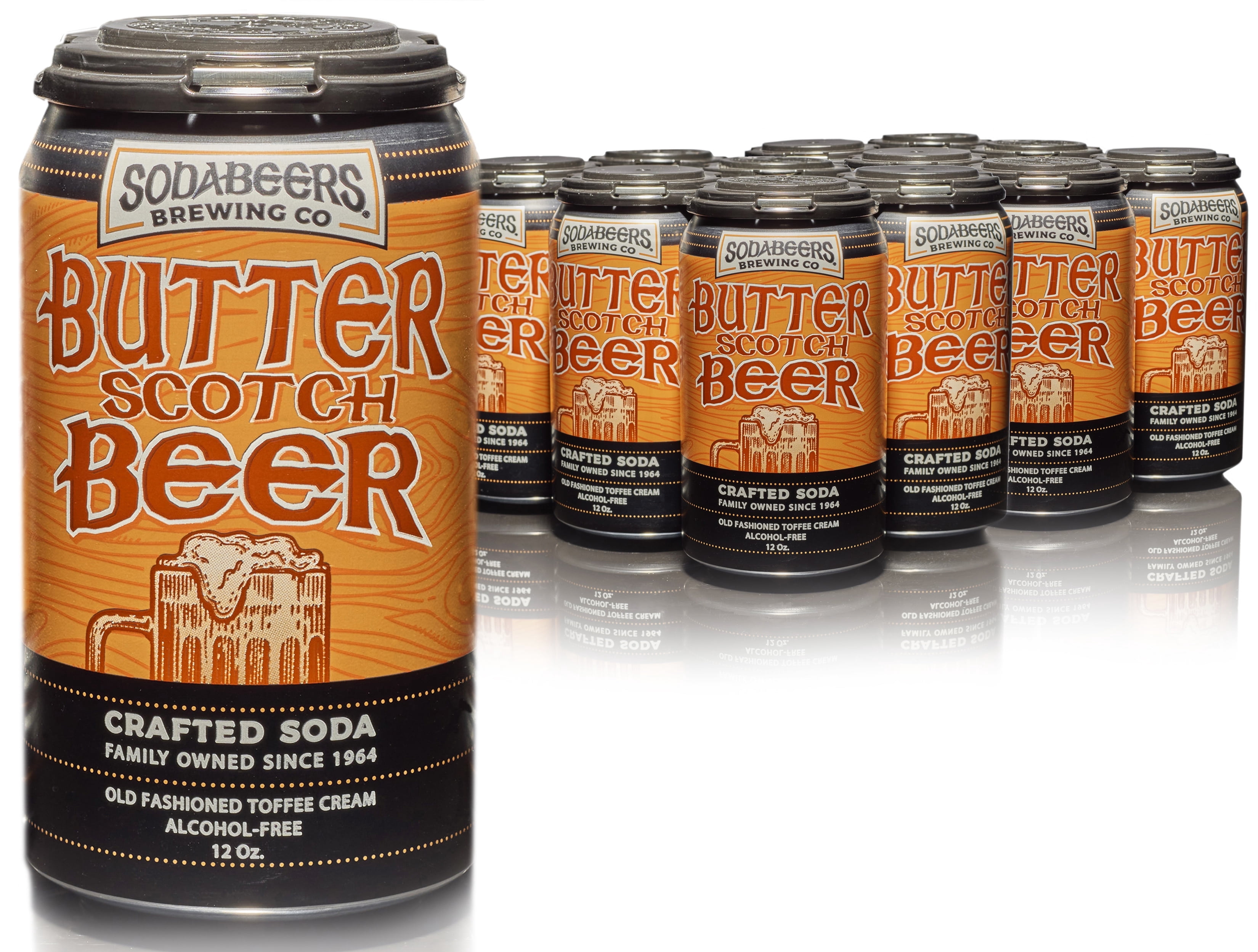 Butterscotch Beer | SodaBeers Brewing Co | Alcohol-Free, Gluten-Free Crafted Sodas Made with Natural Flavors and Real Sugar, Refreshing Fruit Beverages (12 Cans)