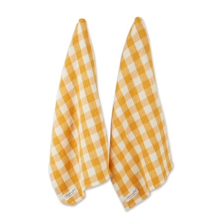 DII Butterscotch Checker Washed Waffle Dishtowel (Set of 2)