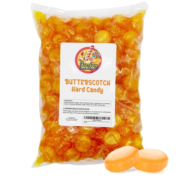 Butterscotch Hard Candy - 3LB Bag of Individually Wrapped Butter Scotch Bulk Candy, Yellow Butterscotch Discs Are Perfect For Snacks And Parties