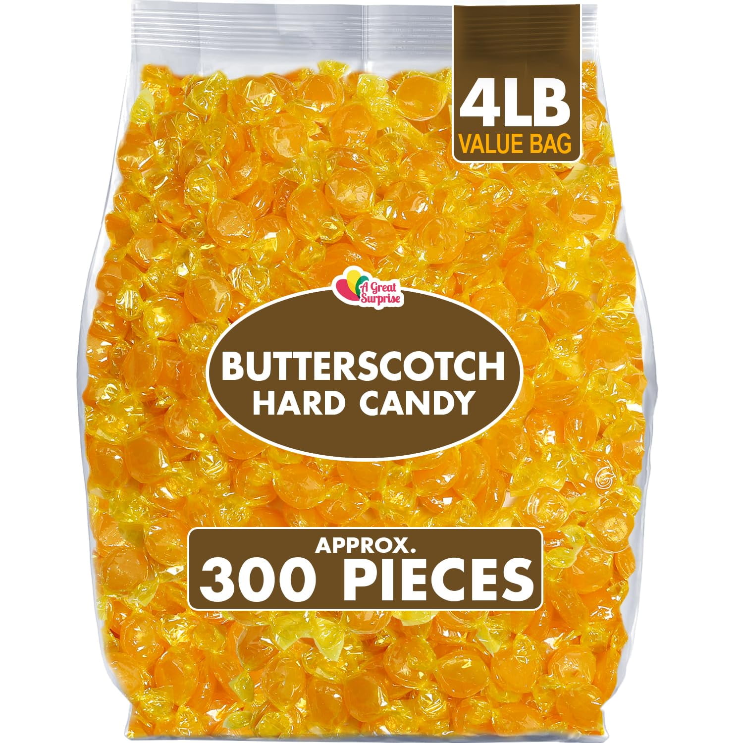 Butterscotch Hard Candy 4 Pounds Individually Wrapped Butter Scotch Candies Yellow Candy