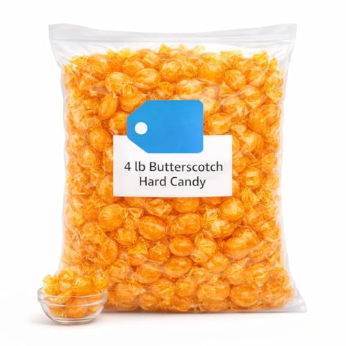 Butterscotch Hard Candy  4 lb Bulk Bag, Classic Sweet Hard Candy for Candy Bowls & Parties