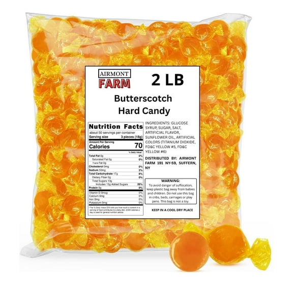 Butterscotch Hard Candy Individually Wrapped Bulk Old Fashioned Butterscotch Candy (2 LB)