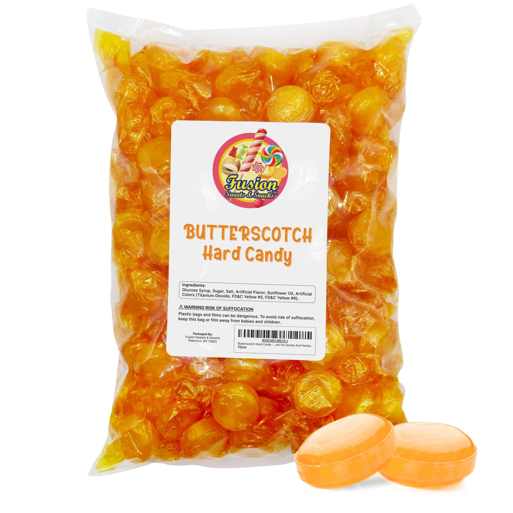 Butterscotch Hard Candy RE322LB Bag of Individually Wrapped Butter Scotch Bulk Candy Yellow