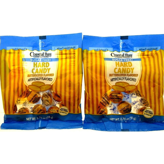 Butterscotch Sugar Free Coastal Bay Hard Candy 2.75oz bag Lot of 2