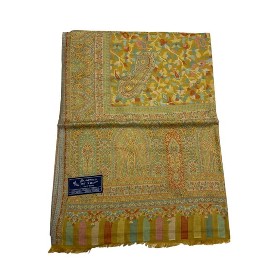 Butterscotch Yellow Modal Scarf with Kani Prints For Women Exquisite Unique Summer/Spring Collection Lightweight Soft Scarf Shawl Wrap