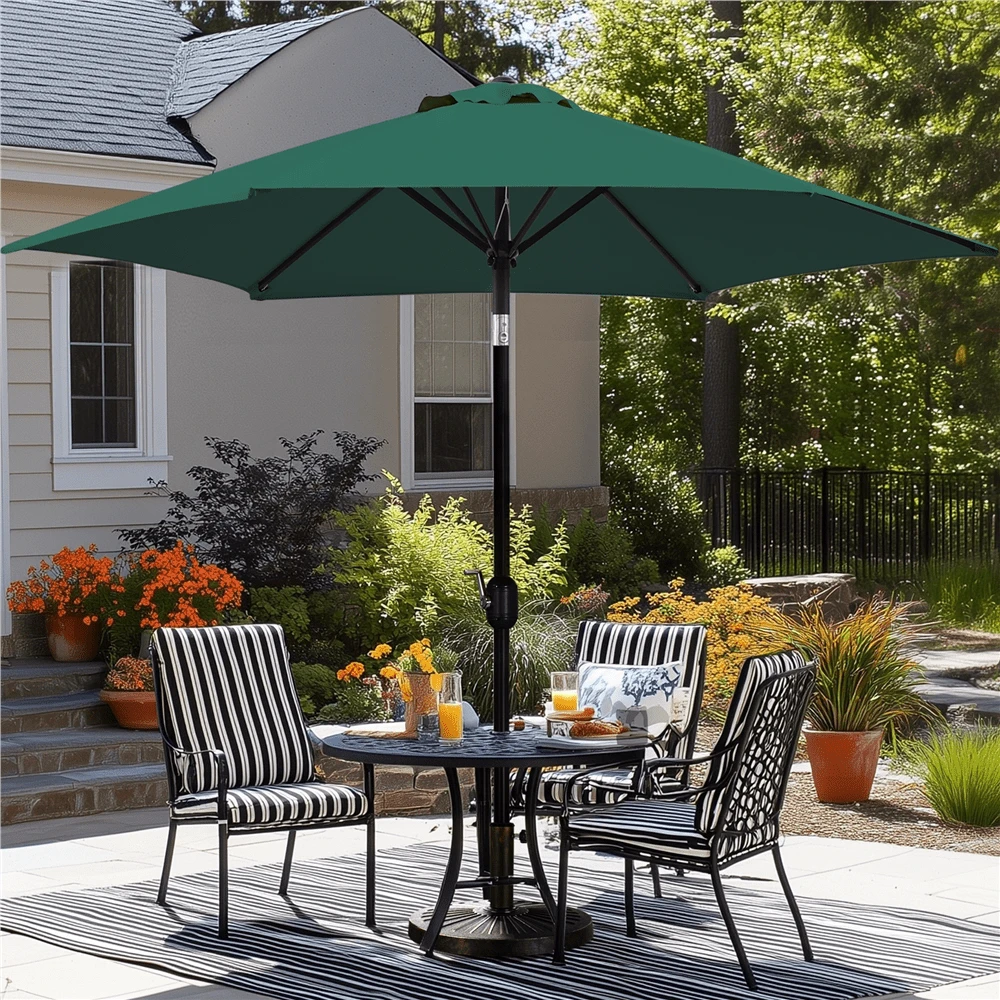 Butterslay 9FT Outdoor Umbrella 6 Ribs Market Umbrella With Push Button Tilt Patio Table Umbrella Garden Weather-Resistant Canopy, Shade 4 To 6 People, Easy Assembly