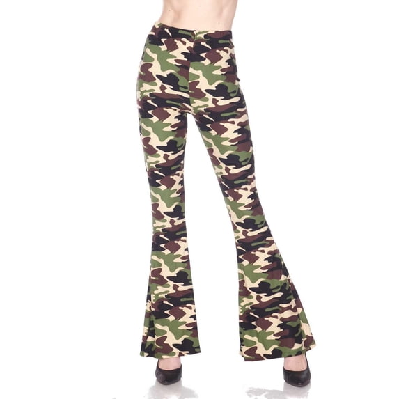 Buttery Smooth Active Duty Camouflage Bell Bottom Leggings Green L