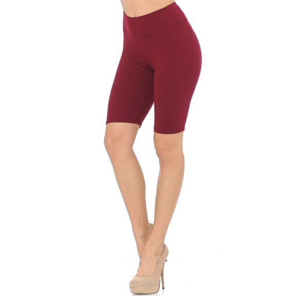 Buttery Smooth Basic Solid Biker Shorts Burgundy One Size Regular