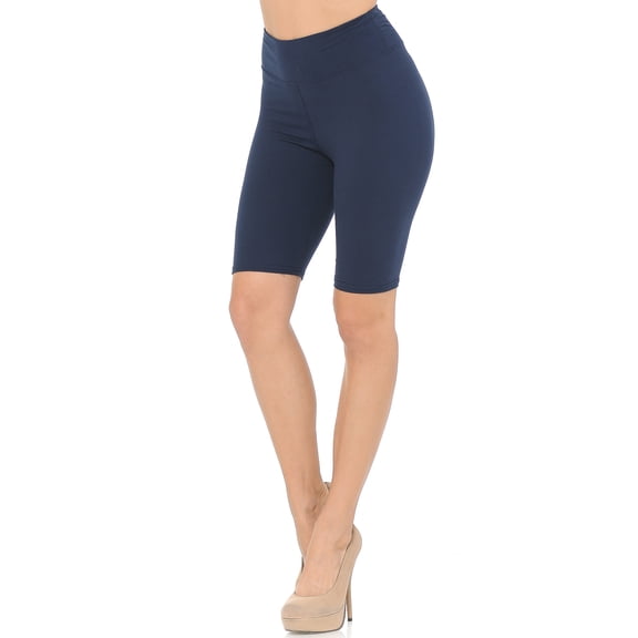 Buttery Smooth Basic Solid Biker Shorts Navy One Size Regular