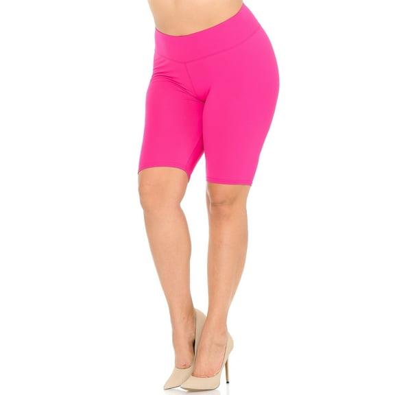 Buttery Smooth Basic Solid Biker Shorts - Plus Size - 3 Inch Waist - 1XL 2XL 3XL Fuchsia One Size Plus