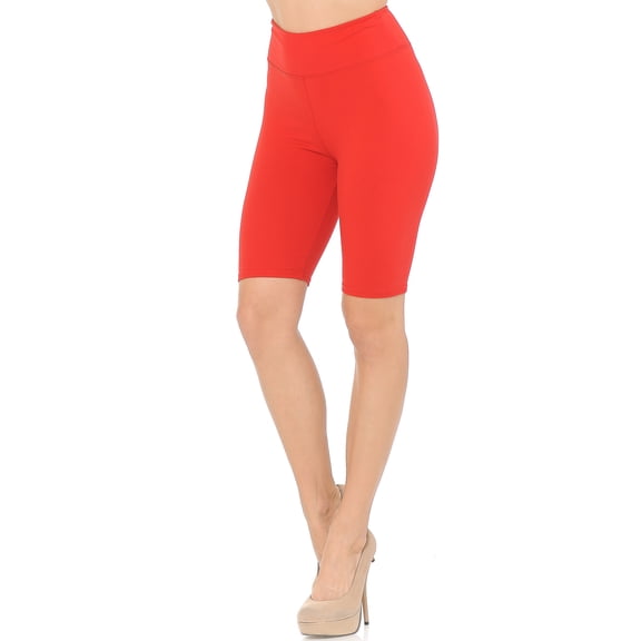 Buttery Smooth Basic Solid Biker Shorts Red One Size Regular