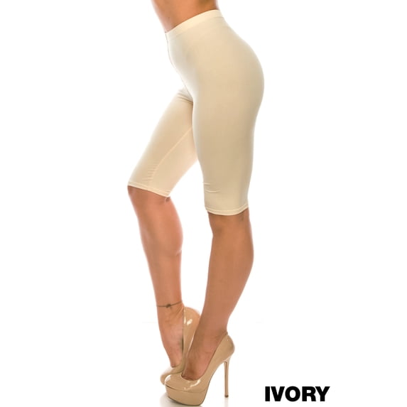 Buttery Smooth Basic Solid Biker Shorts - USA Fashion Ivory One Size Regular
