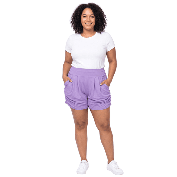 Buttery Smooth Basic Solid Harem Shorts - Plus Size - 1XL 2XL 3XL Lavender 2XL/3XL