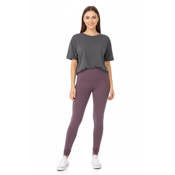 Buttery Smooth Basic Solid High Waisted Leggings - 5 Inch Waist - New Mix Dusty Plum One Size Regular