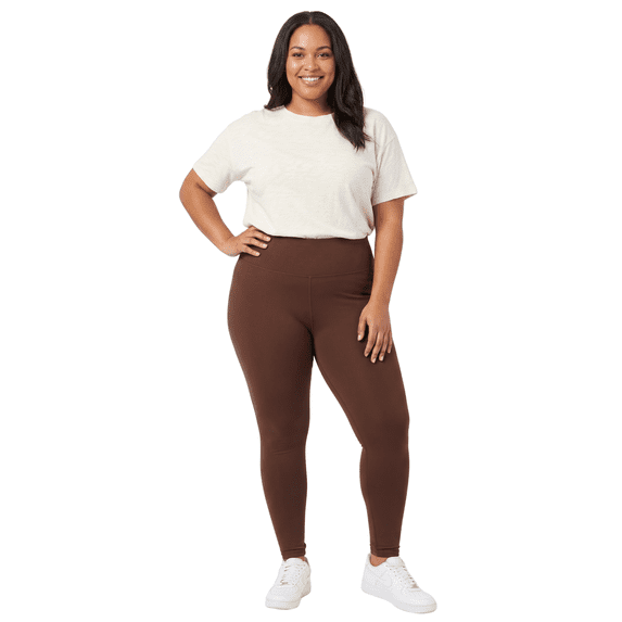 Buttery Smooth Basic Solid High Waisted Leggings - Extra Plus Size - 3-Inch Waist - 3XL 4XL 5XL Brown One Size Plus