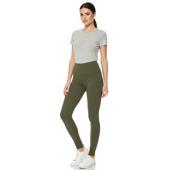 Buttery Smooth Basic Solid High Waisted Leggings - Extra Plus Size - 5 Inch - 3XL 4XL 5XL Olive One Size Plus