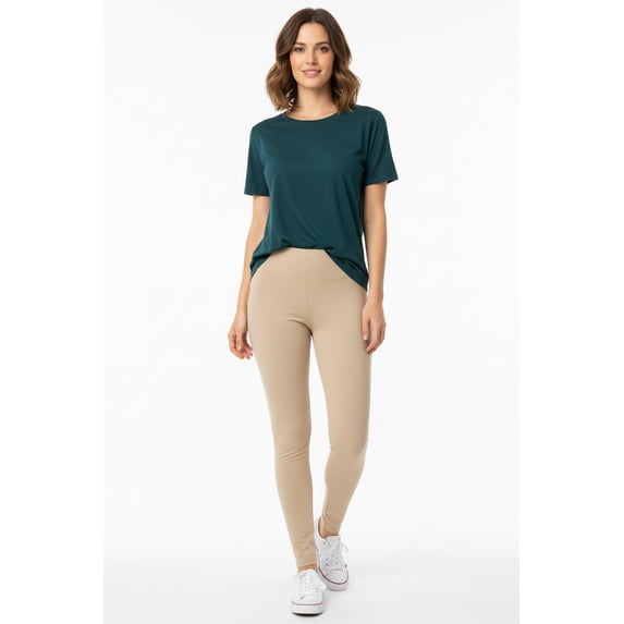 Buttery Smooth Basic Solid High Waisted Leggings - Plus Size - 3 Inch Waist - 1XL 2XL 3XL Beige One Size Plus