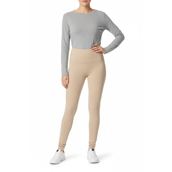 Buttery Smooth Basic Solid High Waisted Leggings - Plus Size - 5 Inch Waist - 1XL 2XL 3XL - New Mix Beige One Size Plus