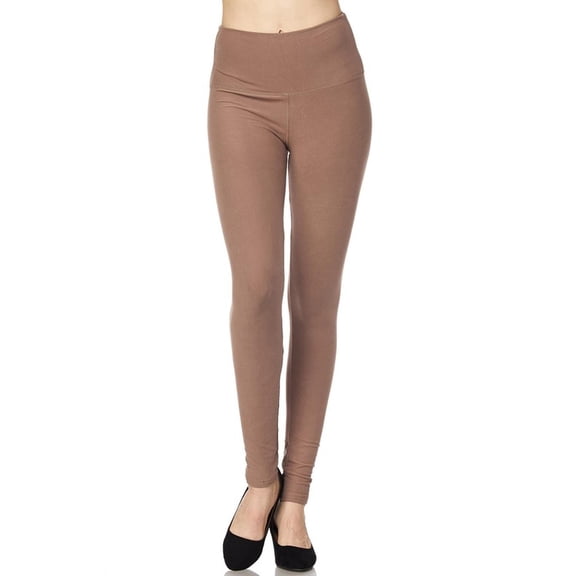 Buttery Smooth Basic Solid High Waisted Leggings - Plus Size - 5 Inch Waist - 1XL 2XL 3XL - New Mix Mocha One Size Plus
