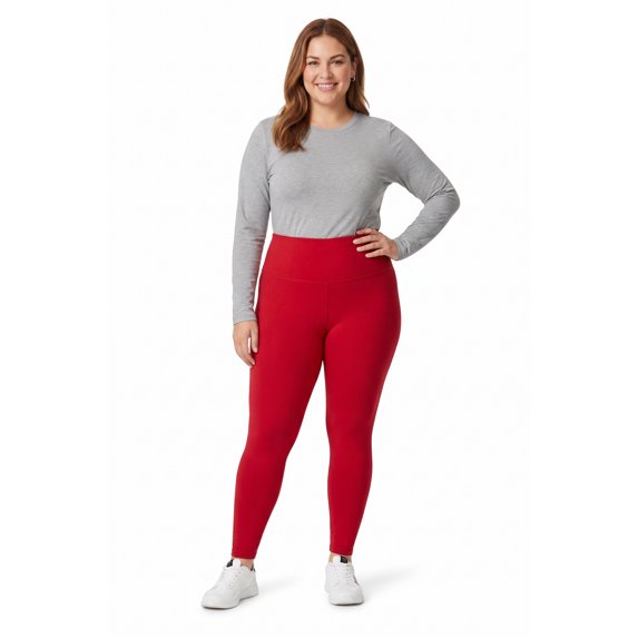 Buttery Smooth Basic Solid High Waisted Leggings - Plus Size - 5 Inch Waist - 1XL 2XL 3XL - New Mix Red One Size Plus