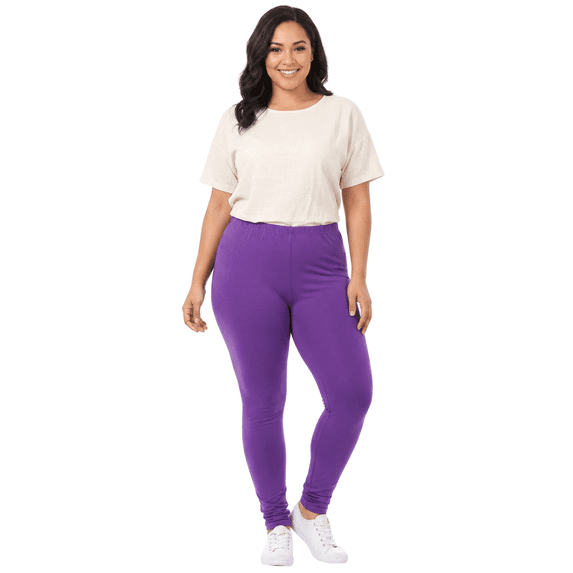 Buttery Smooth Basic Solid Leggings - Extra Plus Size - 3XL 4XL 5XL - EEVEE Purple XPlus One Size